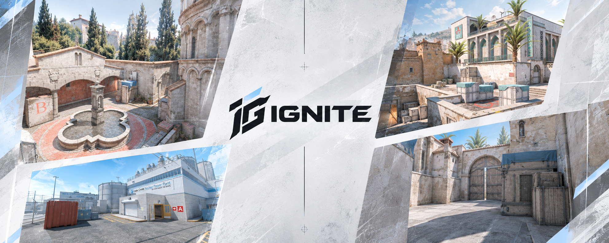IGNITE Gaming Banner mit Counter-Strike Maps